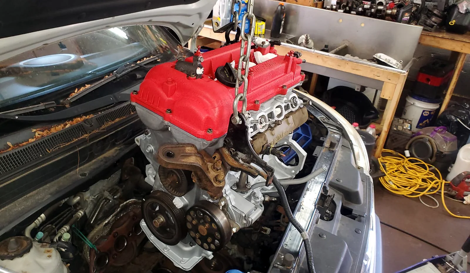 Engine installation work at Delaney Diagnostics
