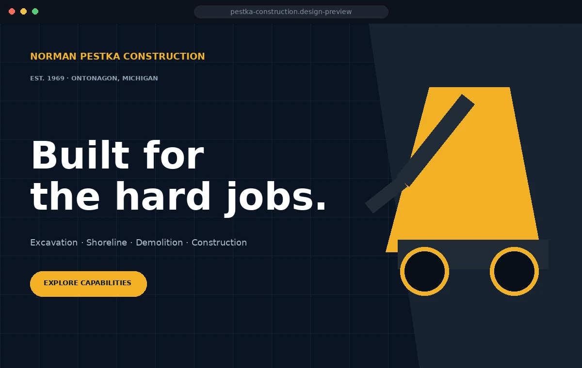 Norman Pestka Construction website redesign preview